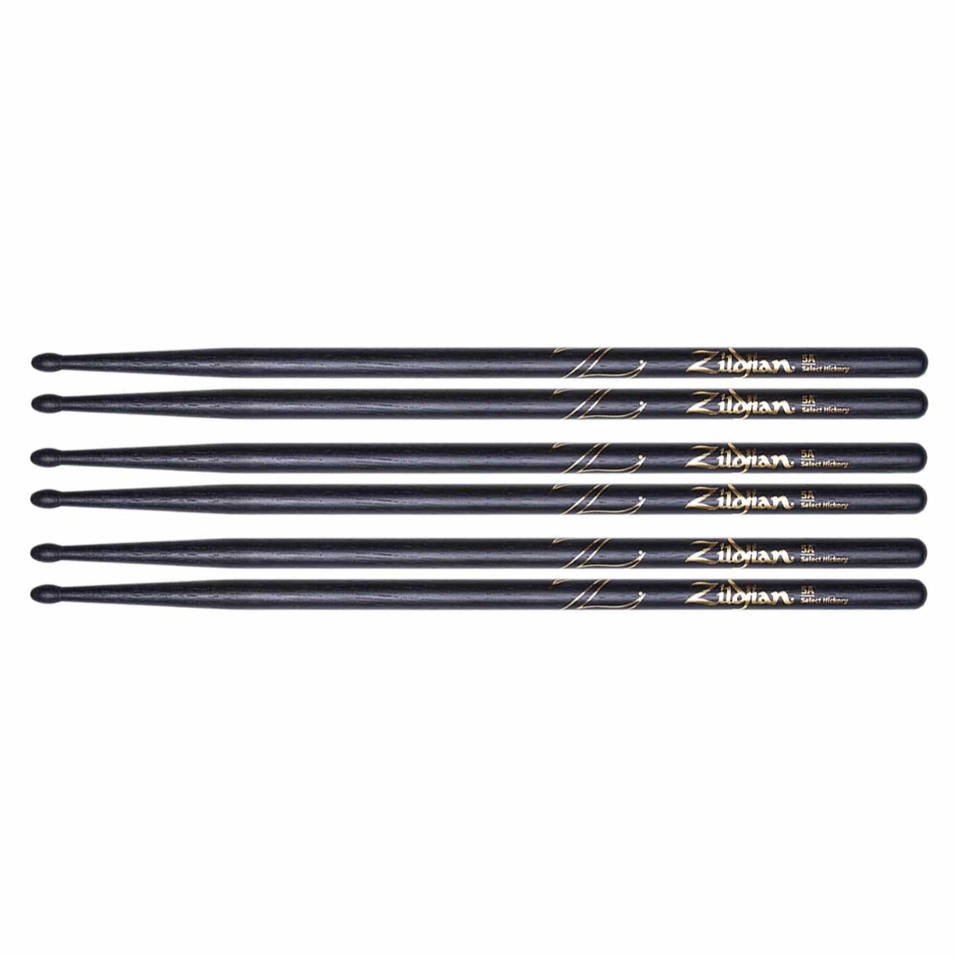 Zildjian 5A Black Wood Tip Drum Sticks (3 Pair Bundle) Drums and Percussion / Parts and Accessories / Drum Sticks and Mallets