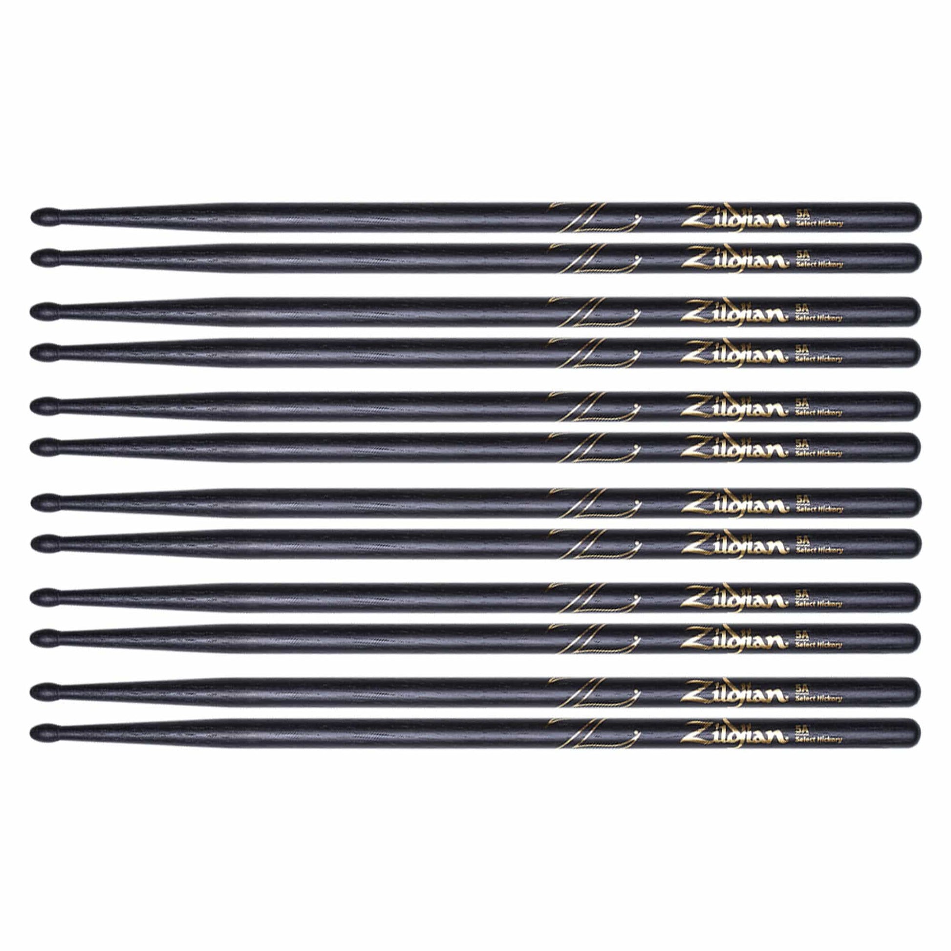 Zildjian 5A Black Wood Tip Drum Sticks (6 Pair Bundle) Drums and Percussion / Parts and Accessories / Drum Sticks and Mallets