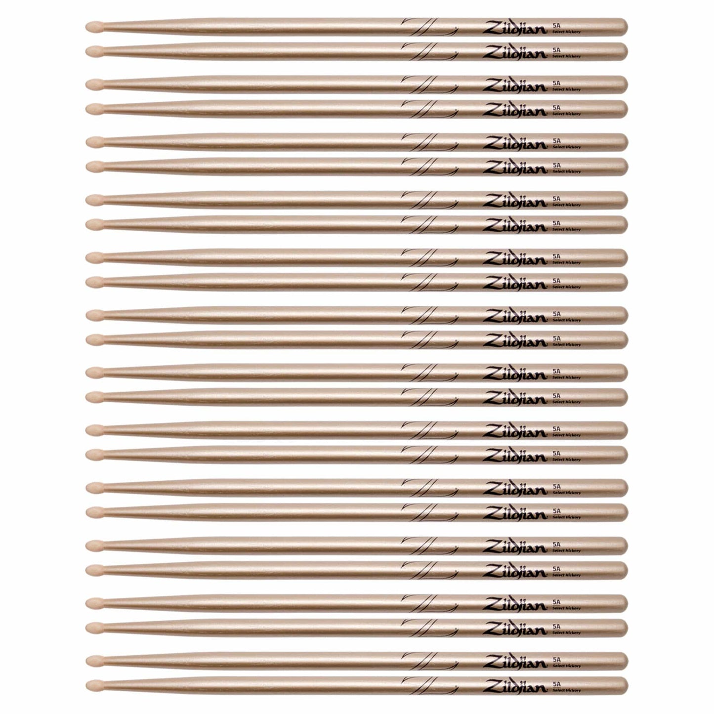 Zildjian 5A Chroma Gold Wood Tip Drum Sticks (12 Pair Bundle) Drums and Percussion / Parts and Accessories / Drum Sticks and Mallets