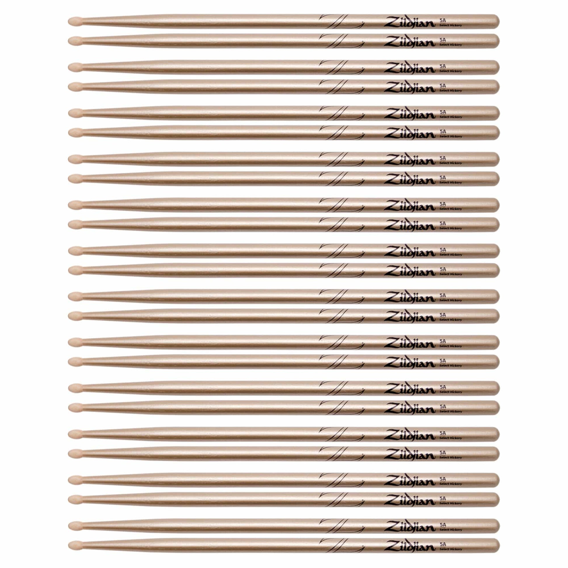 Zildjian 5A Chroma Gold Wood Tip Drum Sticks (12 Pair Bundle) Drums and Percussion / Parts and Accessories / Drum Sticks and Mallets