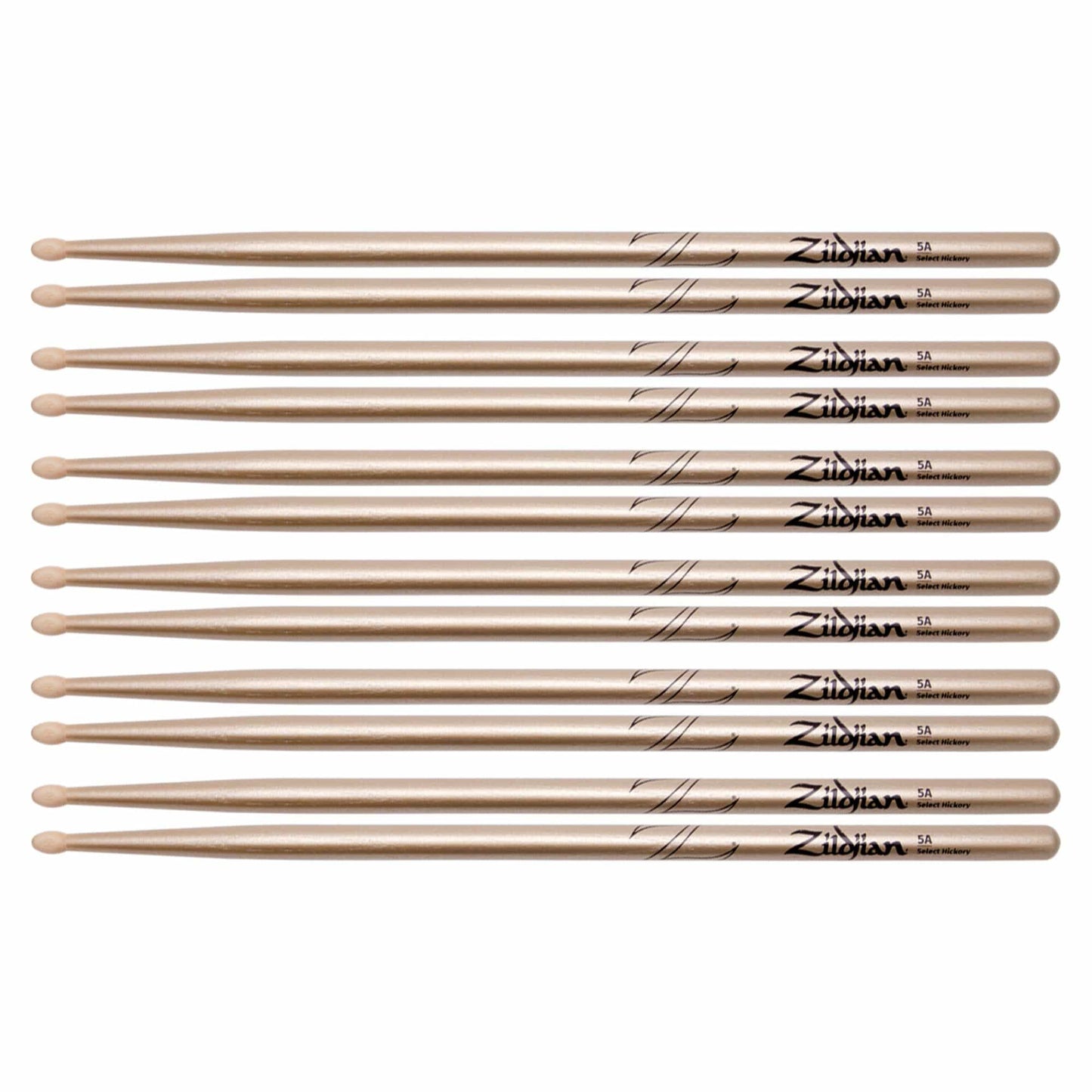 Zildjian 5A Chroma Gold Wood Tip Drum Sticks (6 Pair Bundle) Drums and Percussion / Parts and Accessories / Drum Sticks and Mallets
