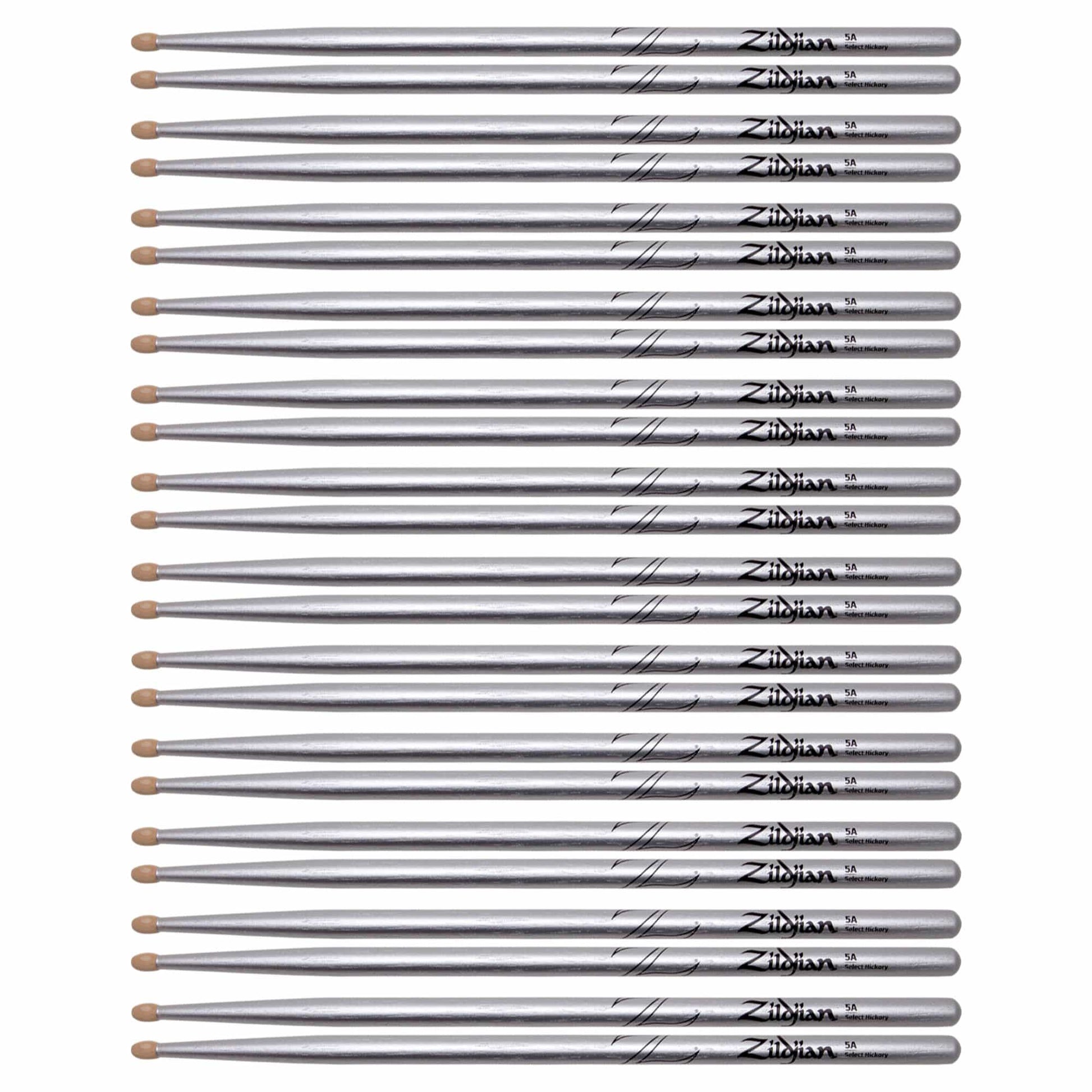 Zildjian 5A Chroma Silver Wood Tip Drum Sticks (12 Pair Bundle) Drums and Percussion / Parts and Accessories / Drum Sticks and Mallets