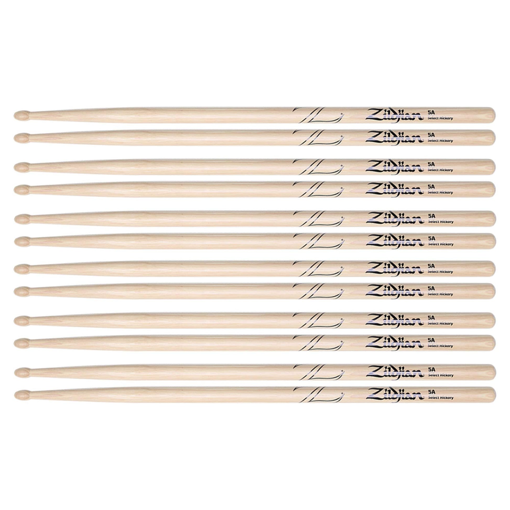 Zildjian 5A Natural Wood Tip Drum Sticks (6 Pair Bundle) Drums and Percussion / Parts and Accessories / Drum Sticks and Mallets