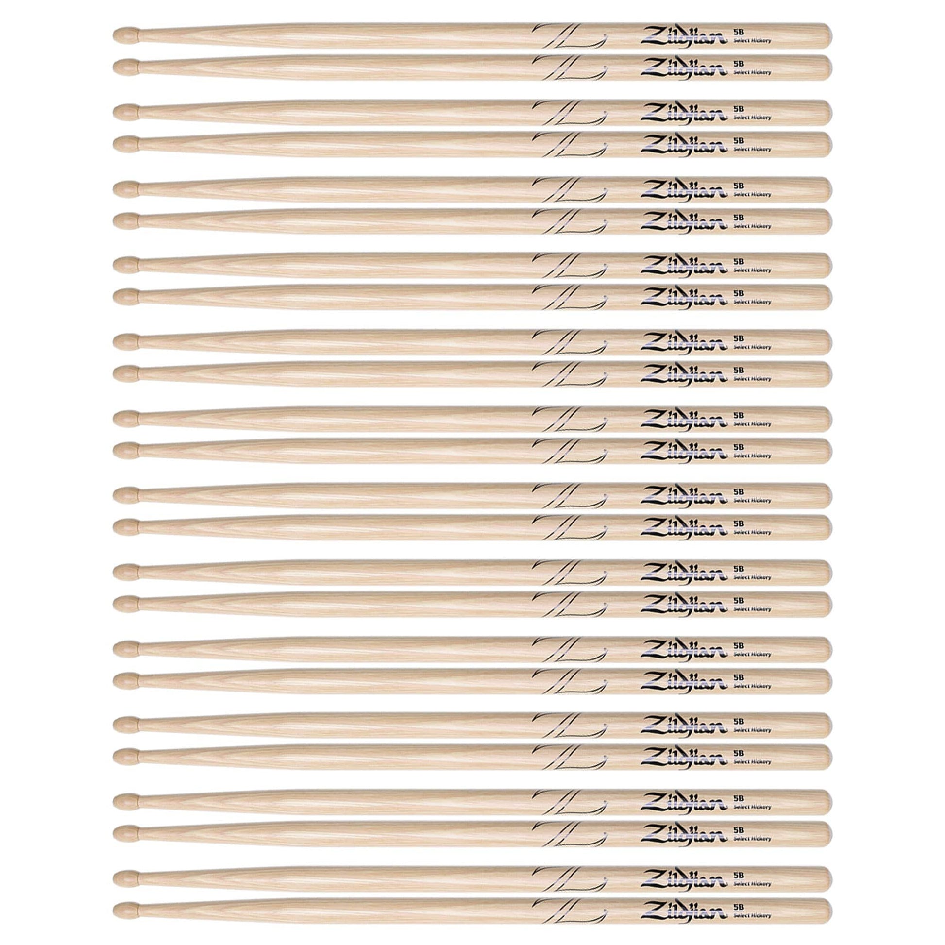 Zildjian 5B Natural Wood Tip Drum Sticks (12 Pair Bundle) Drums and Percussion / Parts and Accessories / Drum Sticks and Mallets