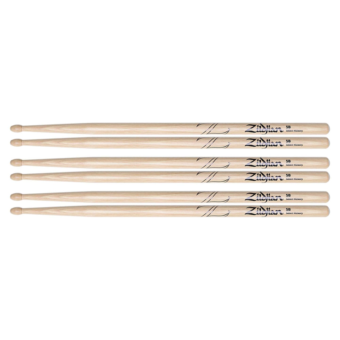 Zildjian 5B Natural Wood Tip Drum Sticks (3 Pair Bundle) Drums and Percussion / Parts and Accessories / Drum Sticks and Mallets