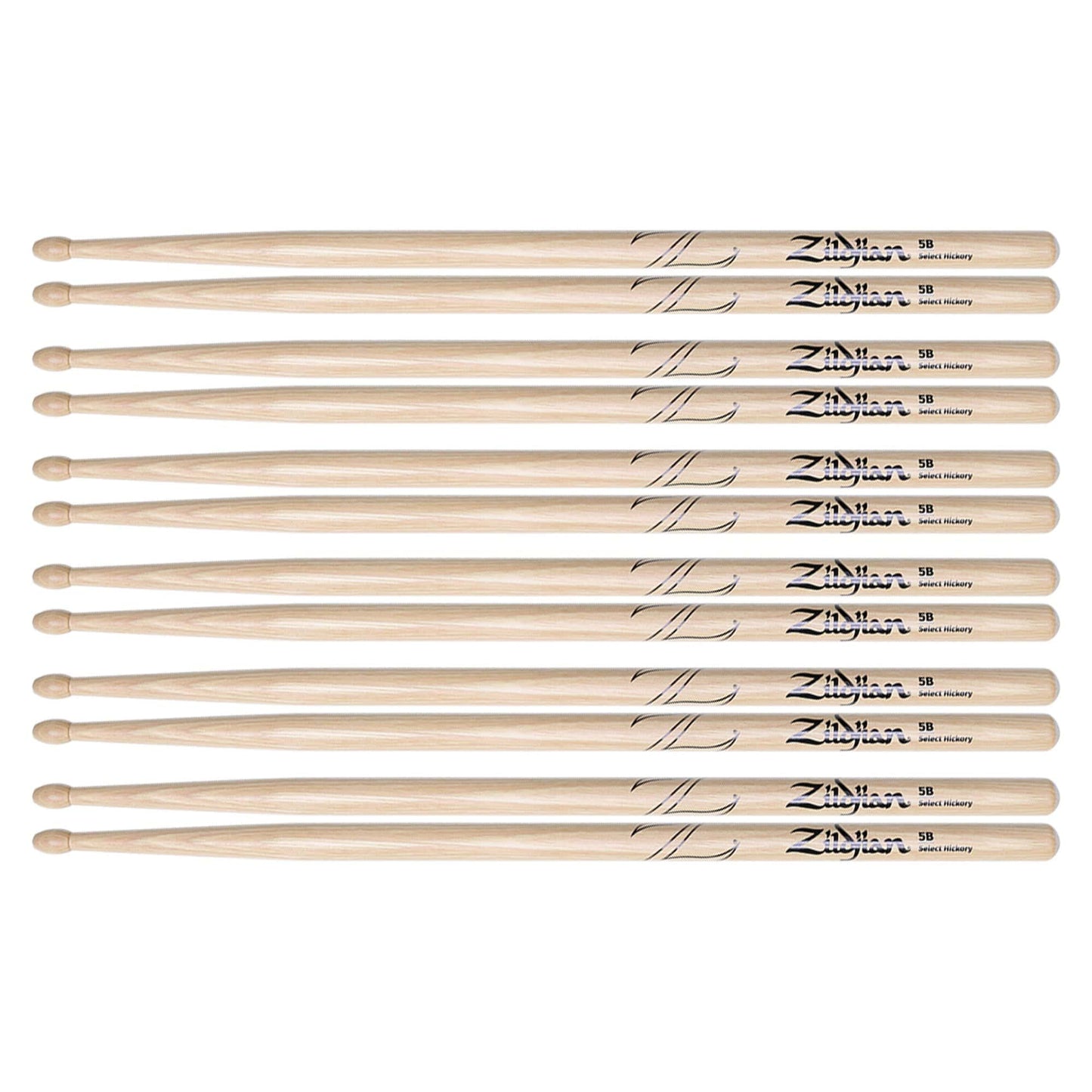 Zildjian 5B Natural Wood Tip Drum Sticks (6 Pair Bundle) Drums and Percussion / Parts and Accessories / Drum Sticks and Mallets