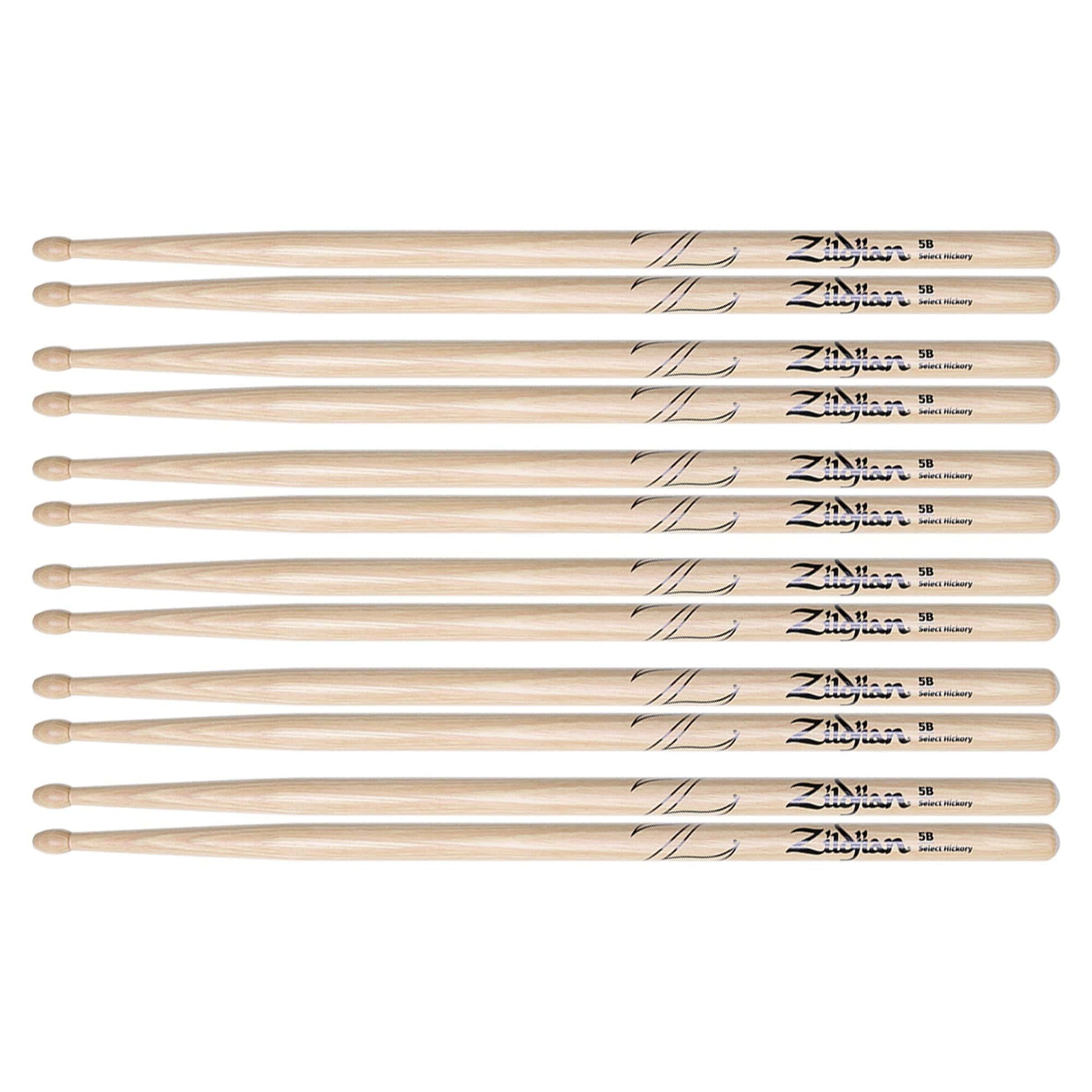 Zildjian 5B Natural Wood Tip Drum Sticks (6 Pair Bundle) Drums and Percussion / Parts and Accessories / Drum Sticks and Mallets