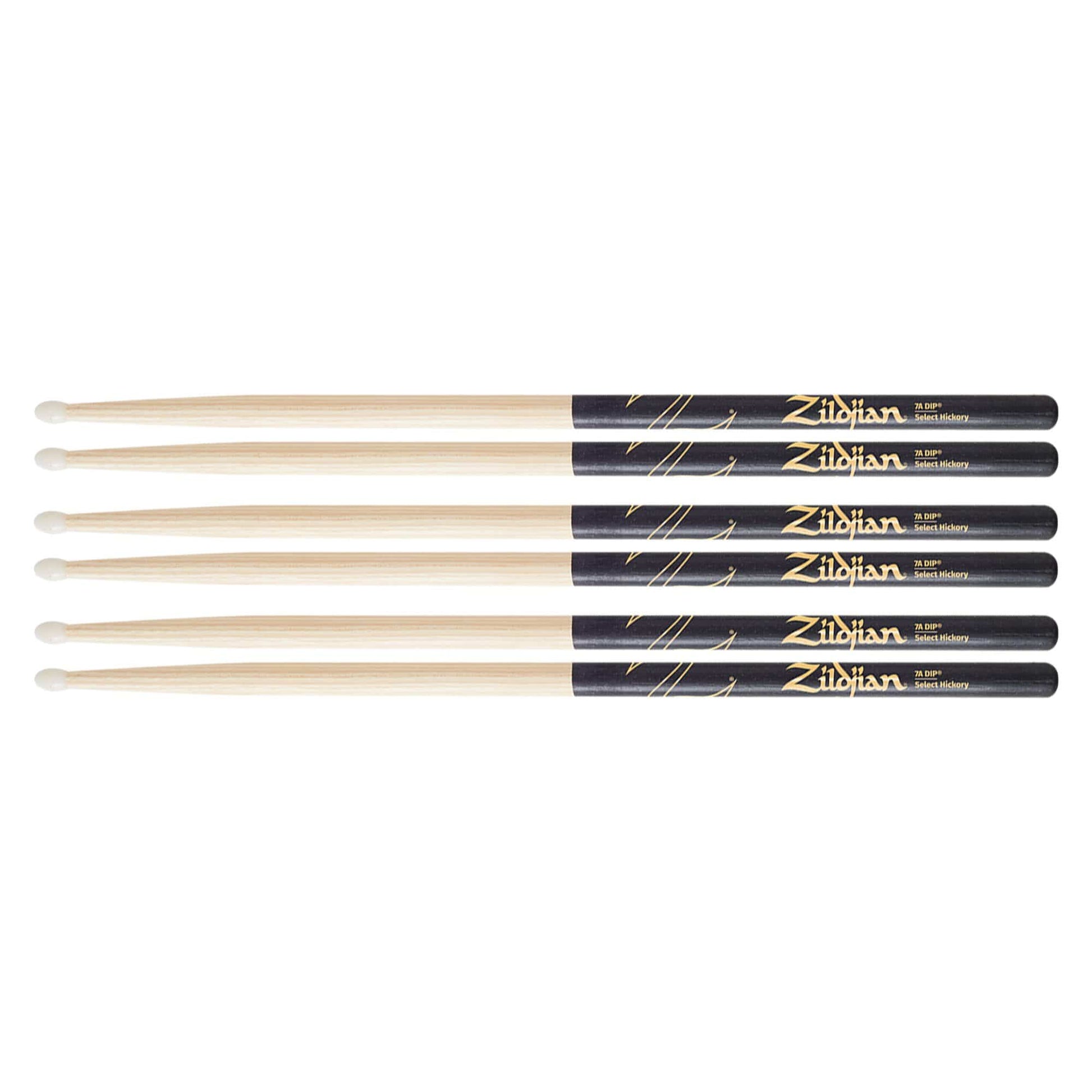 Zildjian 7A Dip Nylon Tip Drum Sticks (3 Pair Bundle) Drums and Percussion / Parts and Accessories / Drum Sticks and Mallets